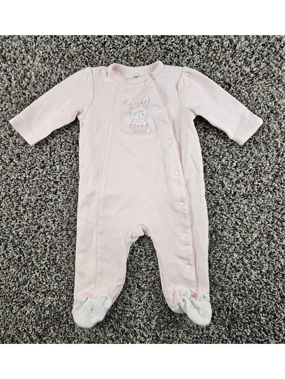 Little Me Baby Girls Sz 6M One Piece Pajama Sleeper Light Pink Bunny